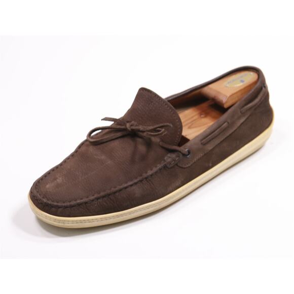 Tods Brown Leather Boat Shoes Moccasin Men's US 11.5 - Picture 1 of 12